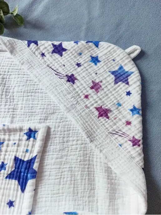 VERTA baby Полотенце детское с капюшоном муслиновое, 95x95 см, фото 3