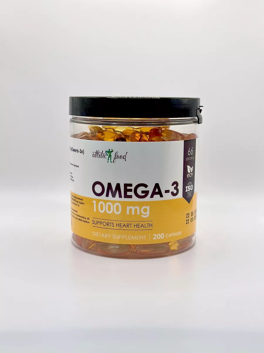 Омега-3 Atletic Food Omega-3 1000 мг, 200 гел.капсул ATLETIC FOOD 167982655  купить за 756 ₽ в интернет-магазине Wildberries