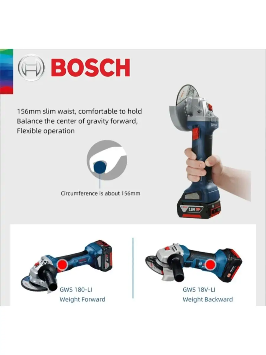 Аккумуляторная болгарка Bosch GWS 180-Li в кейсе нет бренда 167998401  купить в интернет-магазине Wildberries