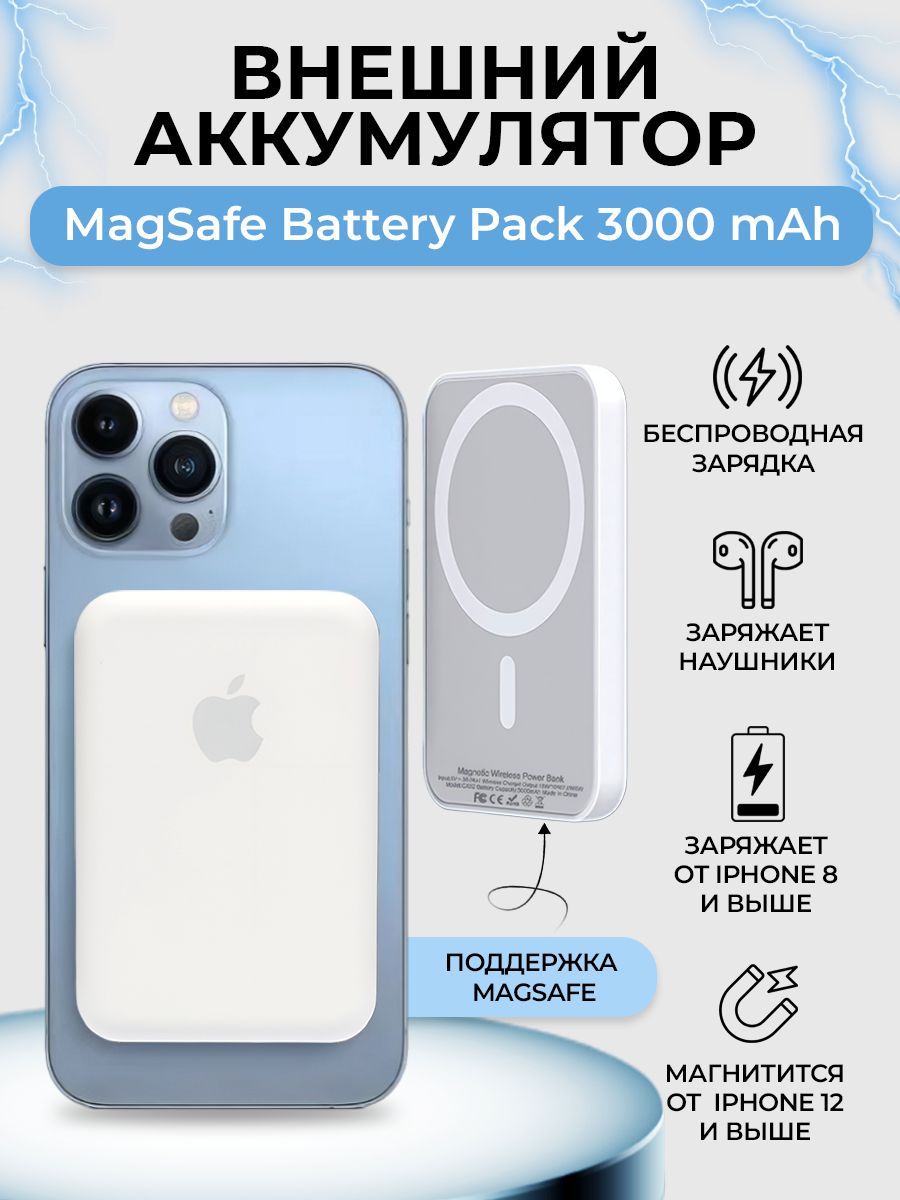 Беспроводная зарядка iphone магнитная powerbank 3000 mAh Кибер Гаджет  168050158 купить за 999 ₽ в интернет-магазине Wildberries