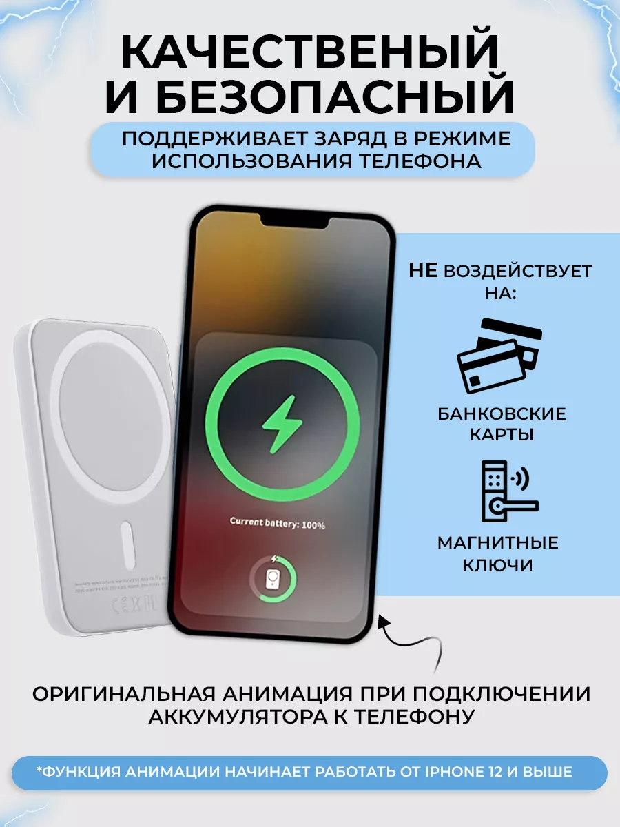 Беспроводная зарядка iphone магнитная powerbank 3000 mAh Кибер Гаджет  168050158 купить за 1 014 ₽ в интернет-магазине Wildberries