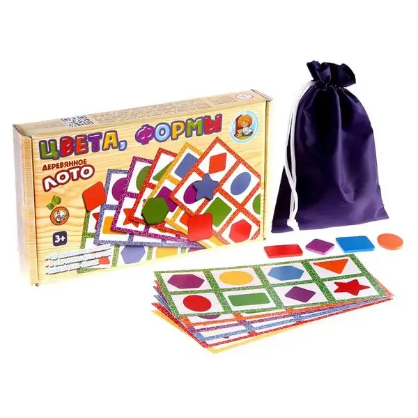 Лото деревянное "Цвета, формы"