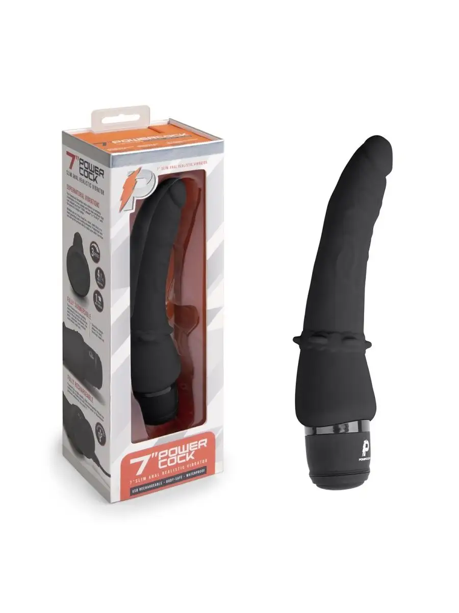 Черный анальный вибратор 7 Slim Anal Realistic Vibrator - 2 PowerCocks  168266793 купить в интернет-магазине Wildberries