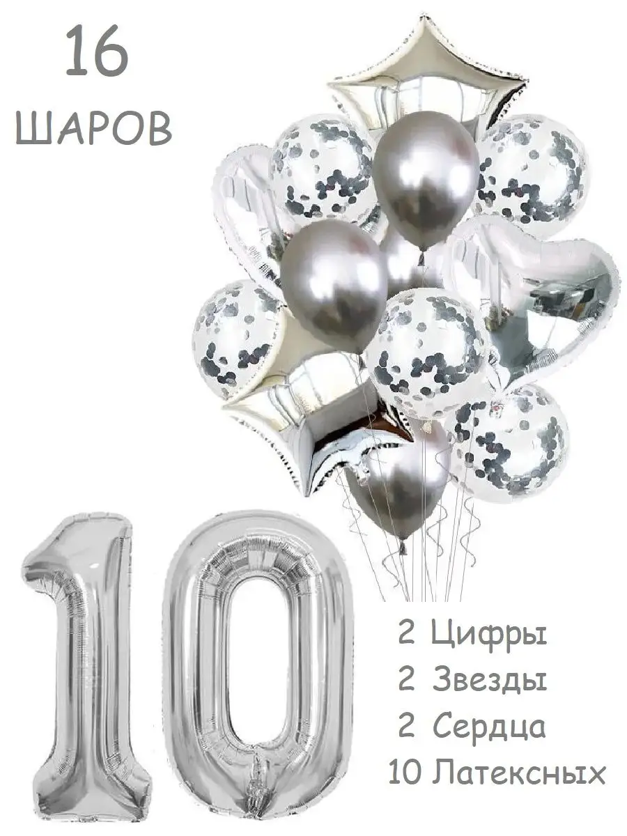 Шары воздушные набор с цифра 10 лет из фольги и латекса Balloon Day  168354965 купить за 413 ₽ в интернет-магазине Wildberries