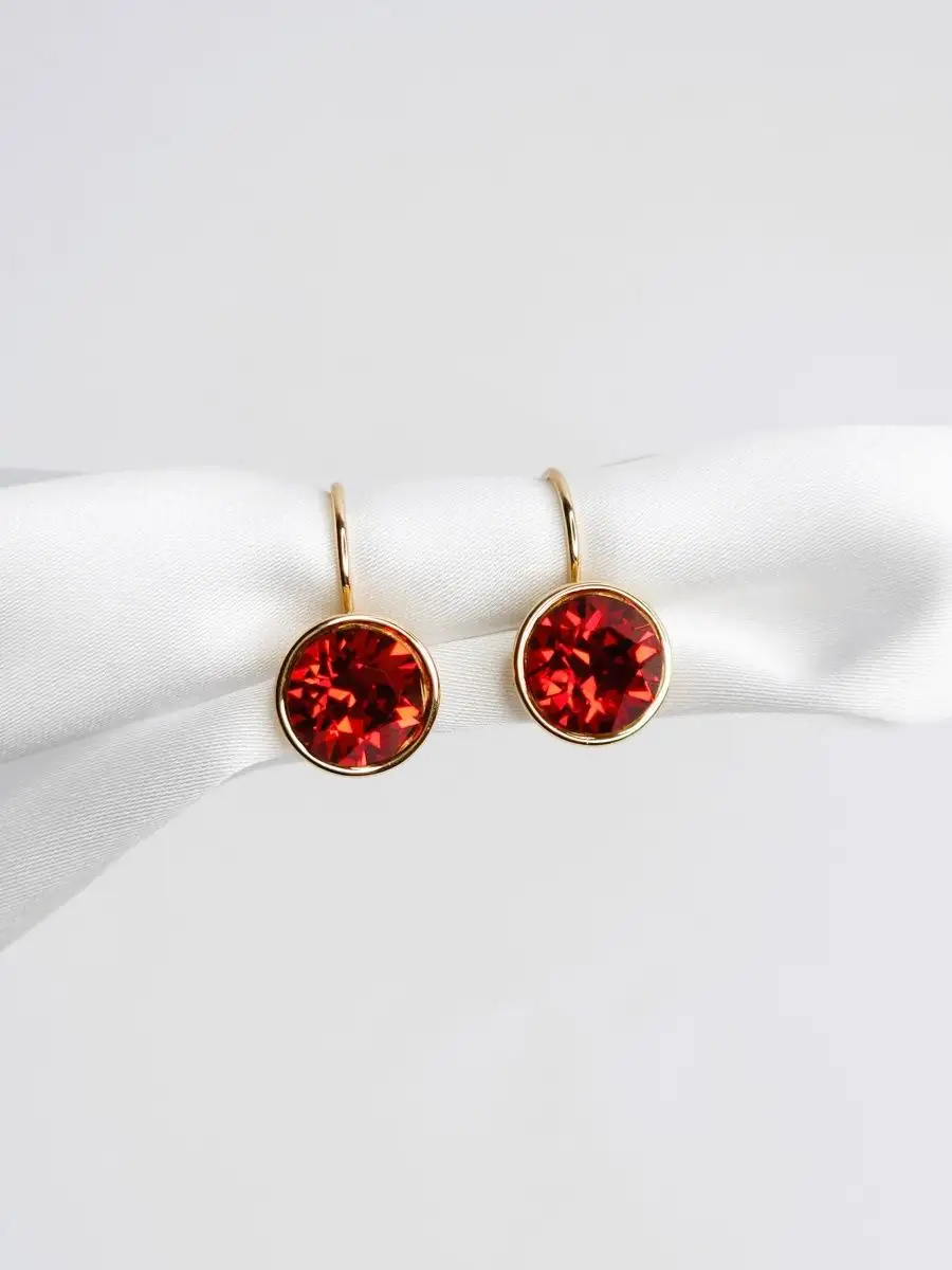Серьги женские Swarovski, вставка 9 мм.