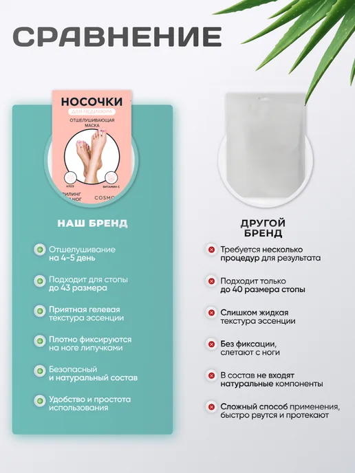 Cosmolex Пилинг носочки педикюрные для ног маска отшелушивающая 2 шт, 2 шт, фото 4