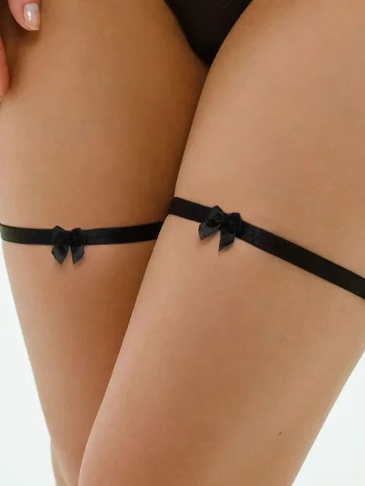 Подвязки на ноги с бантиком, pole dance аксессуар image