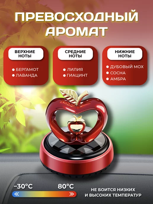 PASTILKIN Ароматизатор в машину на панель на солнечной энергии, красный, фото 2
