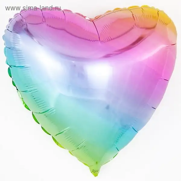 Шар фольгированный 32" "Градиент", сердце, нежная радуга