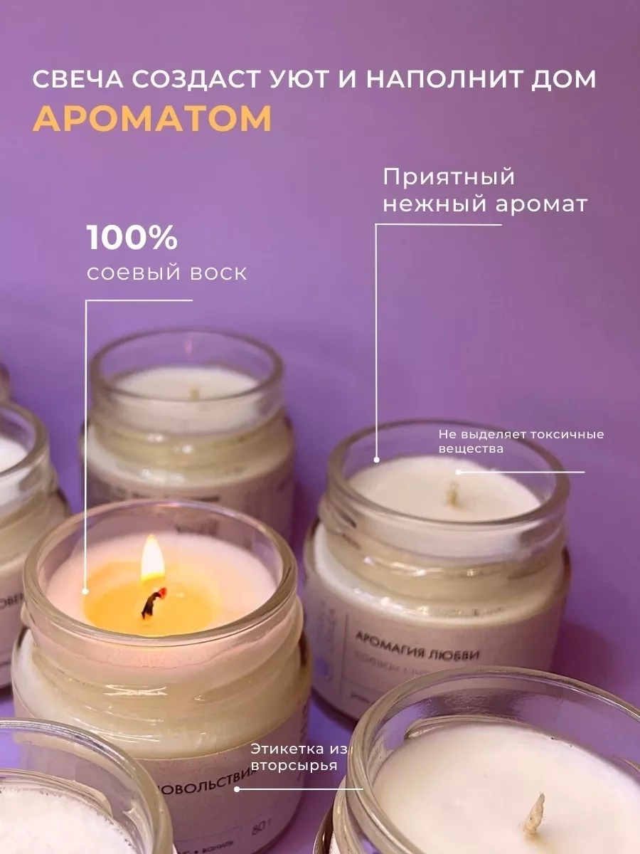 Свеча соевая ароматическая в стеклянной банке стакане интерь CandlesGoods  168512769 купить за 873 ₽ в интернет-магазине Wildberries