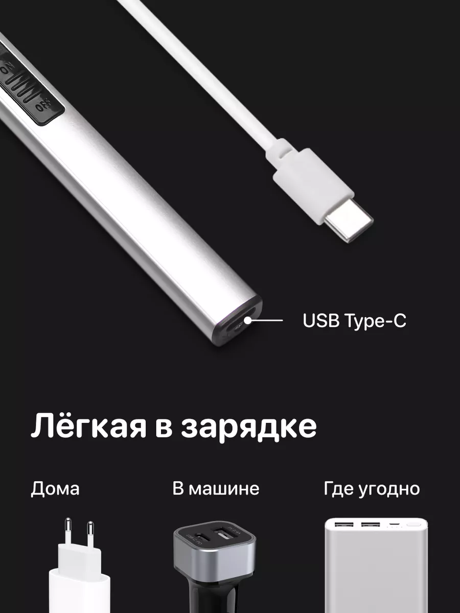 Зажигалка электронная usb длинная для свечей, кухни, костра HAUSY 168514808  купить за 525 ₽ в интернет-магазине Wildberries