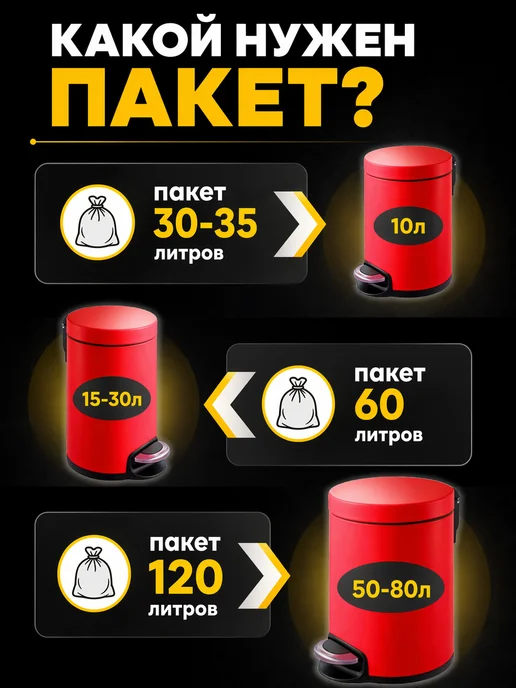 Тефи Мешки для мусора 45 л прочные с завязками 60 шт, 45 л, 60 шт, фото 7