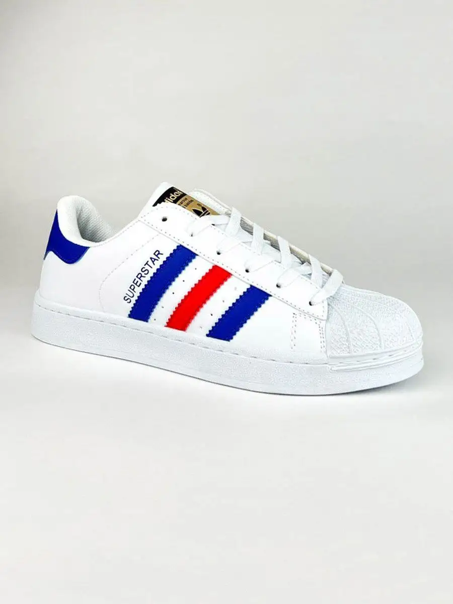 Red white blue adidas hot sale superstars