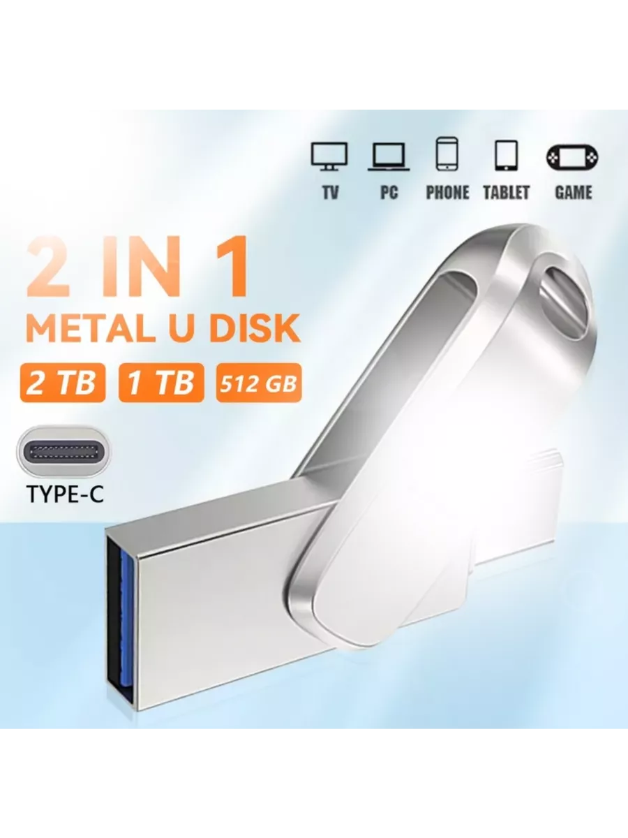 Flash-Накопитель 2ТБ OTG- Type C/ 1 TB/ Флешка XIAOMI Flash-Накопитель OTG-  Type C/ 128GB USB 2.0 168586664 купить за 1 484 ₽ в интернет-магазине  Wildberries