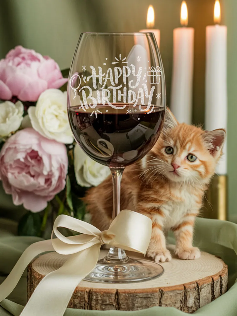Бокал с надписью подруге Happy Birthday