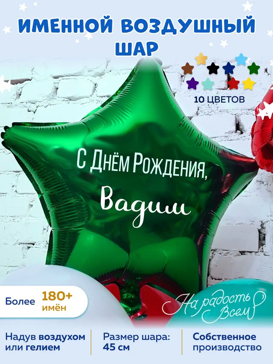 Воздушный шар именной Вадим Вадик На радость всем 168607141 купить за 219 ₽  в интернет-магазине Wildberries