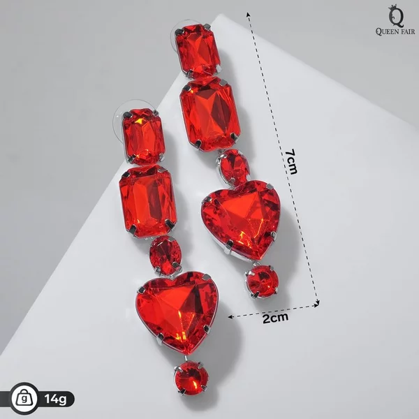Серьги висячие со стразами