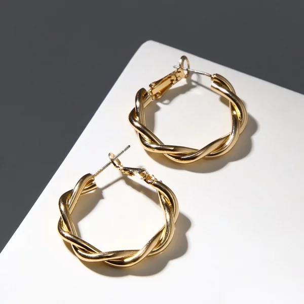 Серьги-кольца «Две линии» d 2,5см