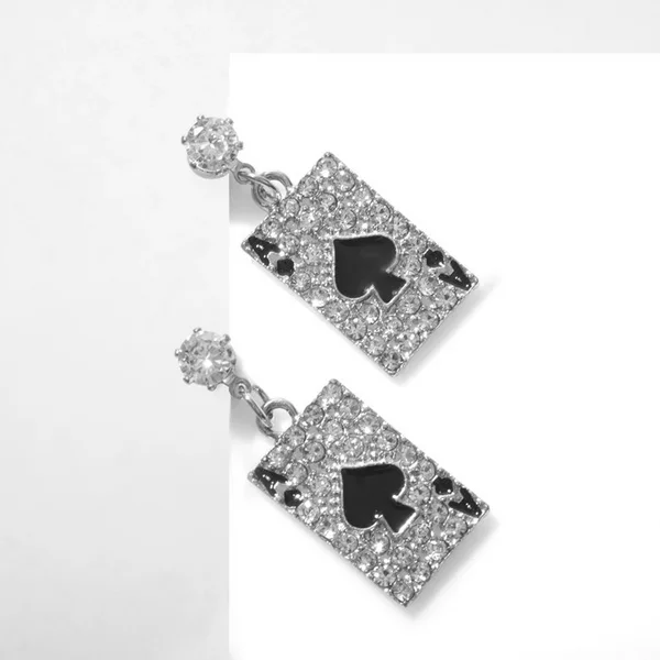 Серьги эмаль «Карты» пики