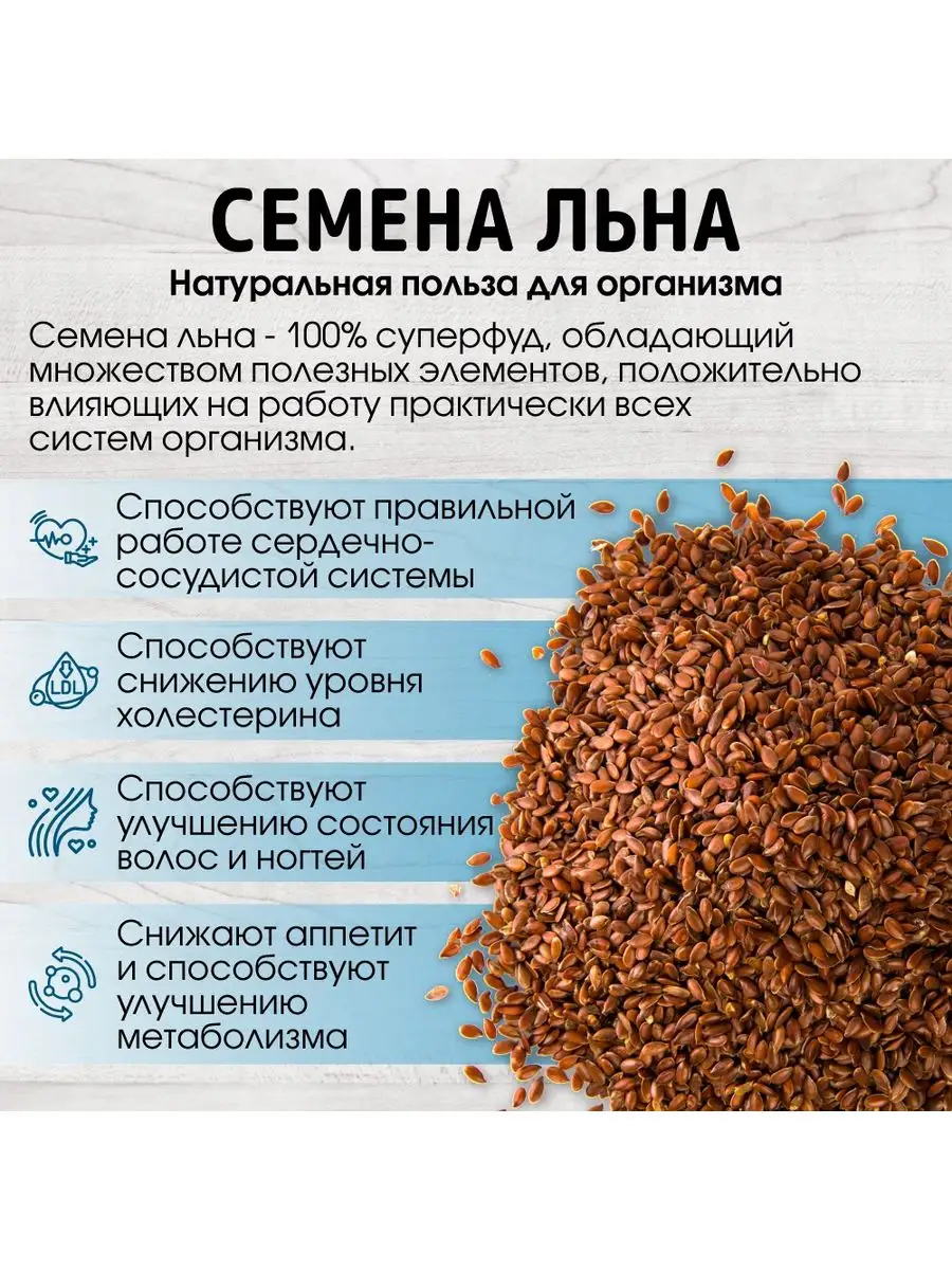 Семена льна пищевые 1 кг Miosuperfood Миофарм 168660718 купить за 279 ₽ в  интернет-магазине Wildberries