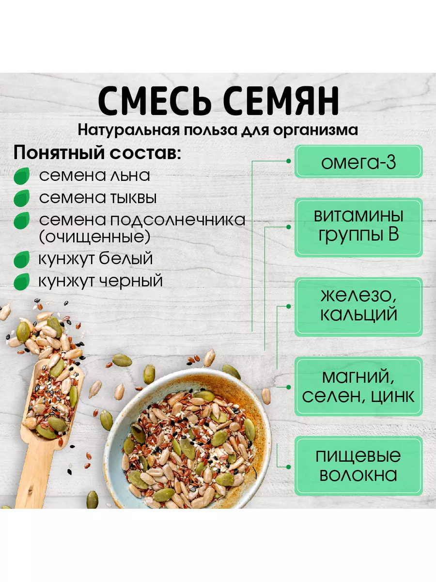 Смесь семян для салатов и выпечки 1 кг Miosuperfood Миофарм 168660970 купить  за 479 ₽ в интернет-магазине Wildberries