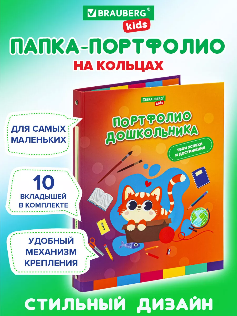 Портфолио дошкольника папка А4 на кольцах, 20 файлов