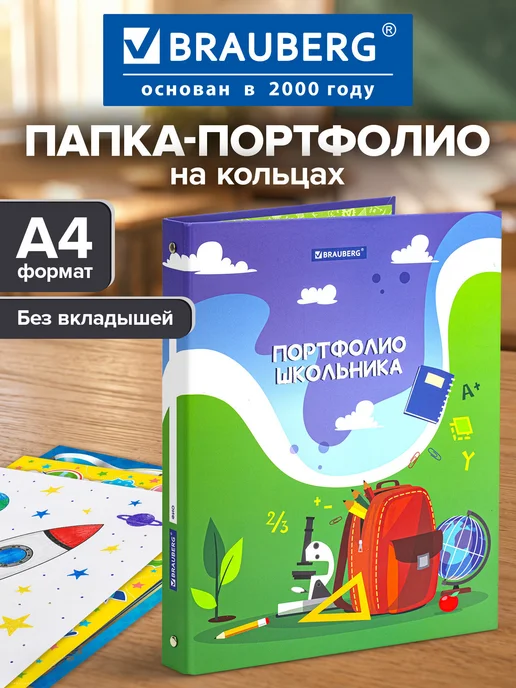 Brauberg Портфолио школьника папка А4 на кольцах для школы 20 файлов, вариант