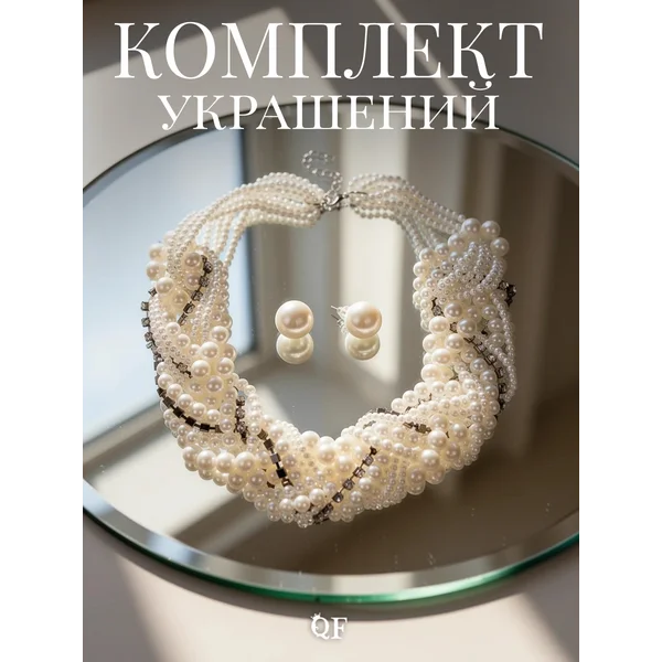 Жемчужный комплект украшений колье и серьги