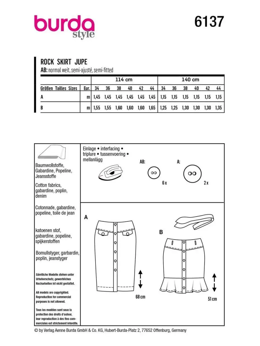 Юбка-карандаш - выкройка № 122 из журнала 5/2019 Burda – выкройки юбок на BurdaStyle.ru