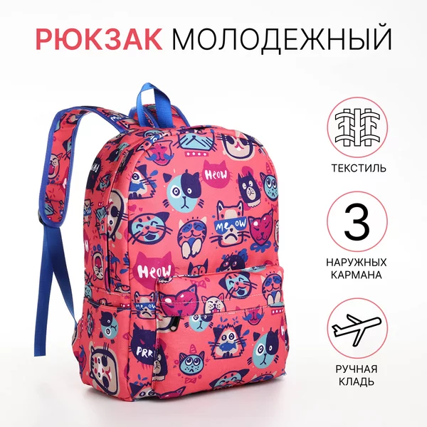 Рюкзак, портфель, молодежный, городской, на молнии