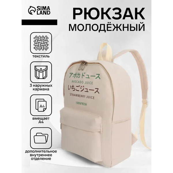 Рюкзак, портфель, молодежный, городской, на молнии