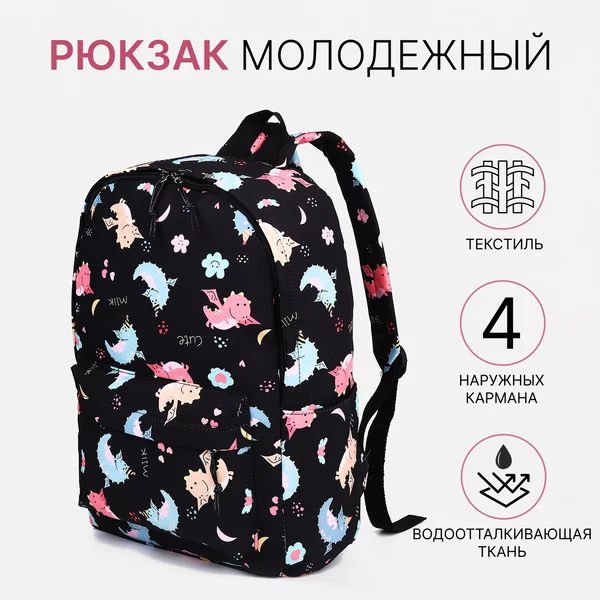 Рюкзак, портфель, молодежный, городской, на молнии