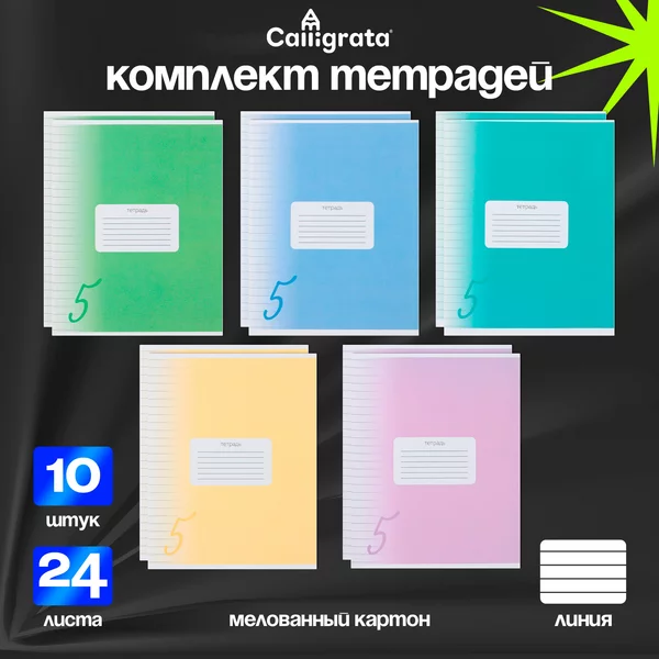Тетради школьные 24 листа в линию, 10 штук