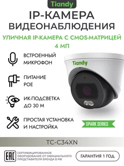 IP-камера наблюдения 4Мп TC-C34XN Tiandy 168923140 купить за 3 057 ₽ в интернет-магазине Wildberries