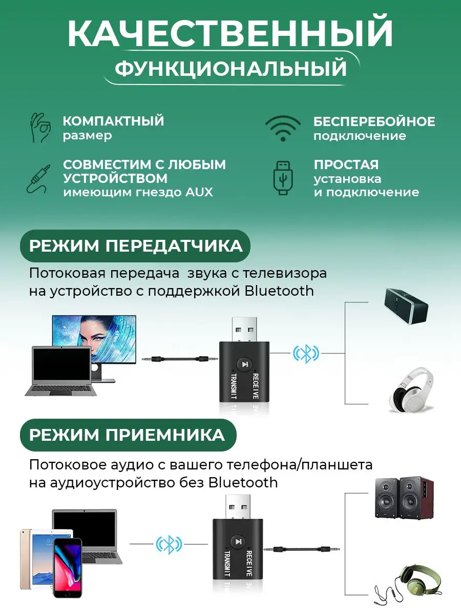 Bluetooth адаптер для Aux в машину 168951530 купить в интернет-магазине  Wildberries