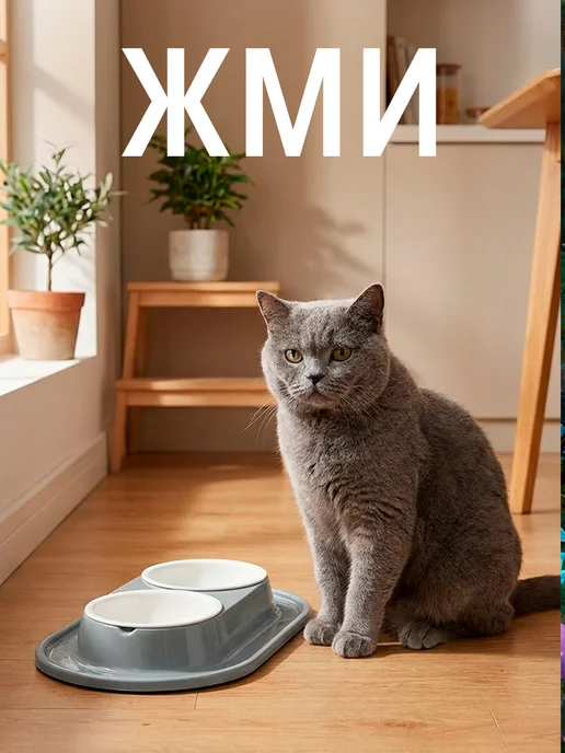 GT Миска для кошки и собак на подставке, серый, фото 3