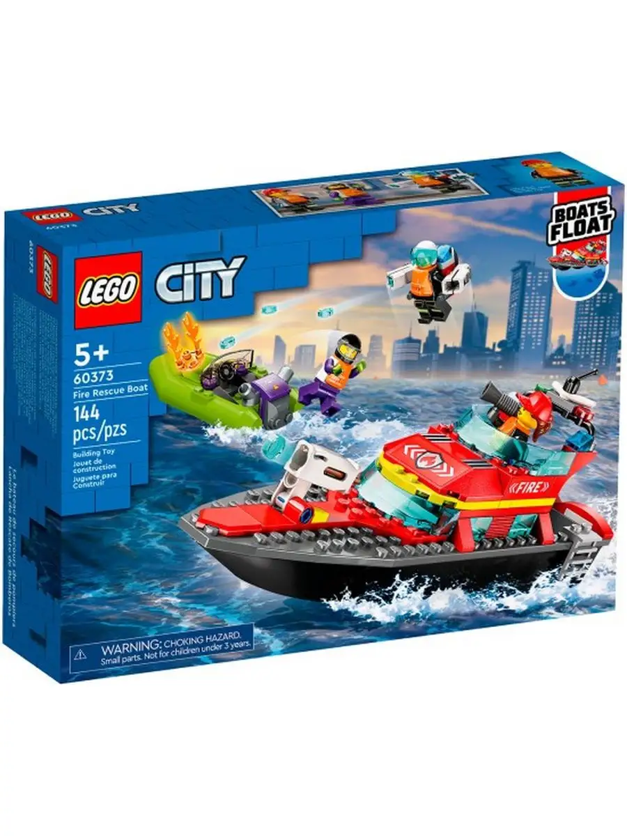 Конструктор City Пожарно-спасательный катер 60373 LEGO 168969486 купить за  2 514 ₽ в интернет-магазине Wildberries