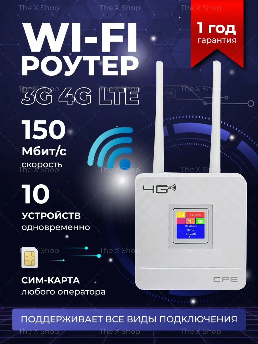 Wi-Fi роутер 4G LTE с сим картой...