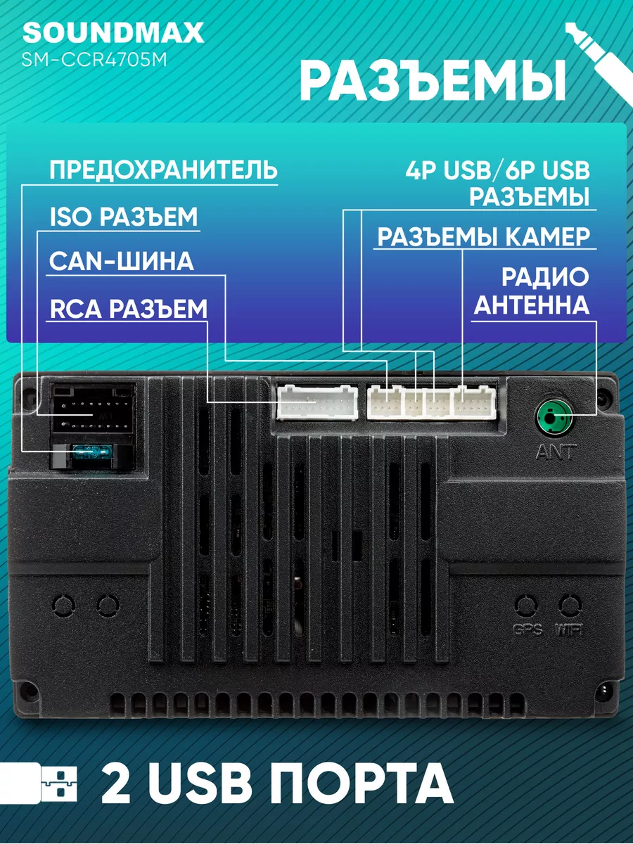 Магнитола автомобильная с сенсорным дисплеем SM-CCR4705M Soundmax 168988936  купить за 5 946 ₽ в интернет-магазине Wildberries