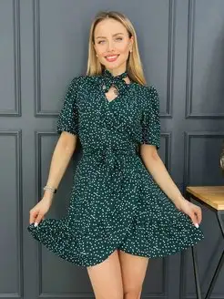 Платье женское в горошек на запах NEW_SHOP 169039821 купить за 1 241 ₽ в интернет-магазине Wildberries