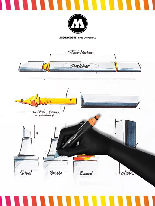 Molotow Маркер двусторонний Sketcher 750043 V215 violet, фиолетовый, фото 2