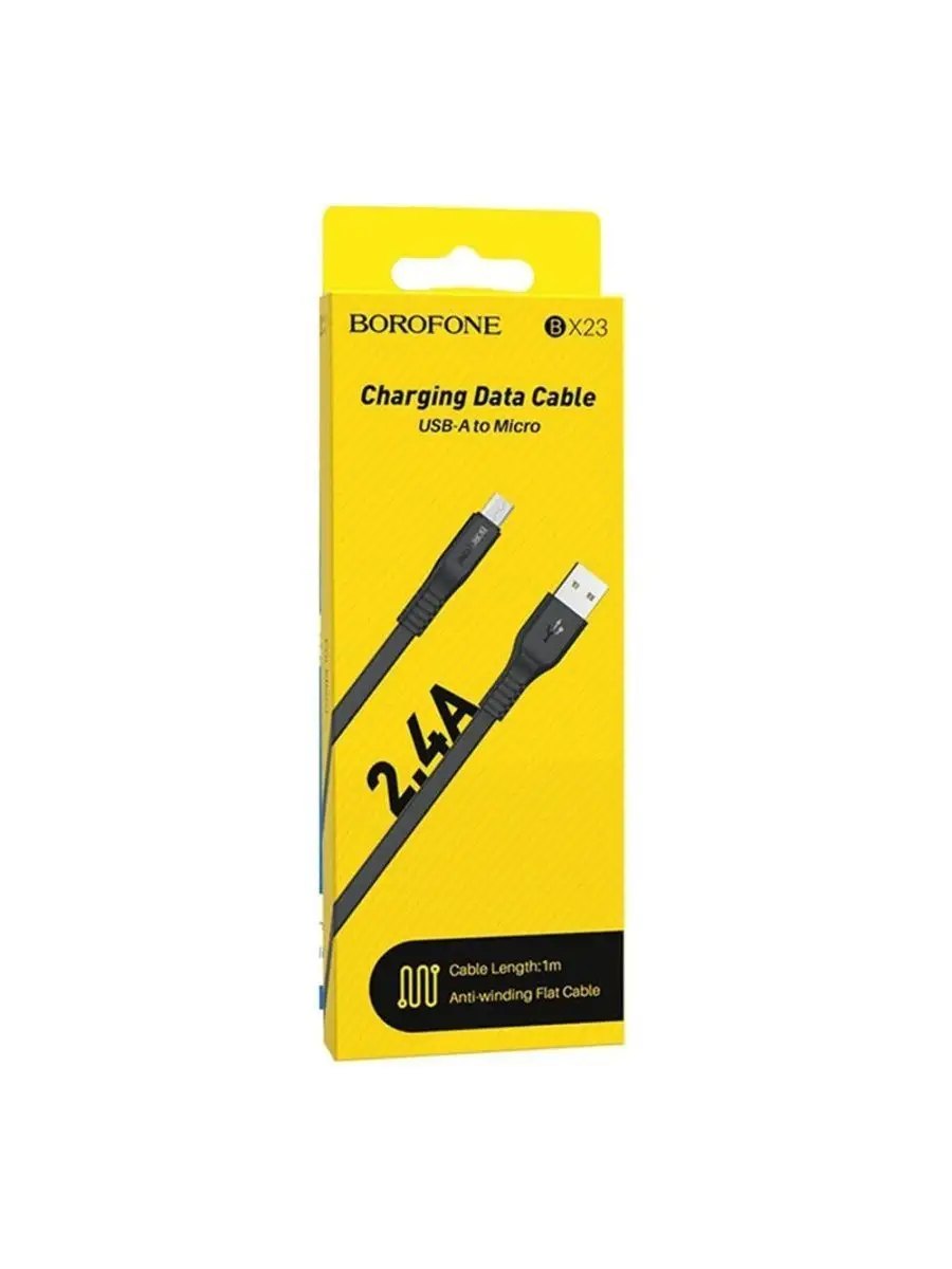 Кабель зарядный для телефона USB MicroUSB 2.4A плоский Borofone 169069343  купить за 191 ₽ в интернет-магазине Wildberries