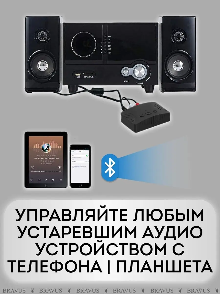 Стерео ресивер bluetooth в машину адаптер приемник для авто Bravus  169075778 купить за 654 ₽ в интернет-магазине Wildberries