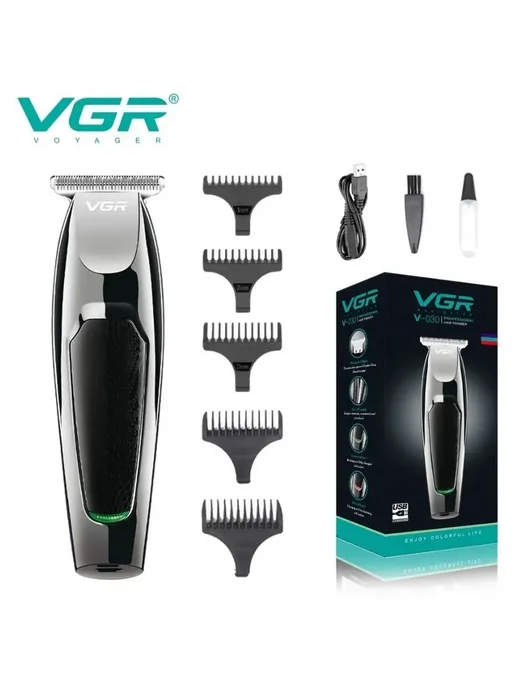 VGR Машинка для стрижки волос и бороды V-030, черный, черный, фото 3