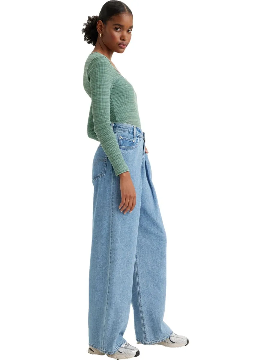 Levi's wide leg pleated jeans discount
