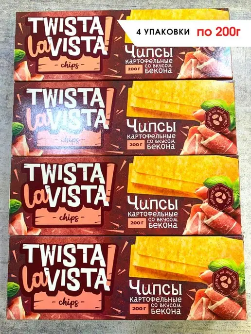 Twista la Vista Чипсы картофельные со вкусом "Бекон", 4 шт по 200 г, 4 шт, 200 г