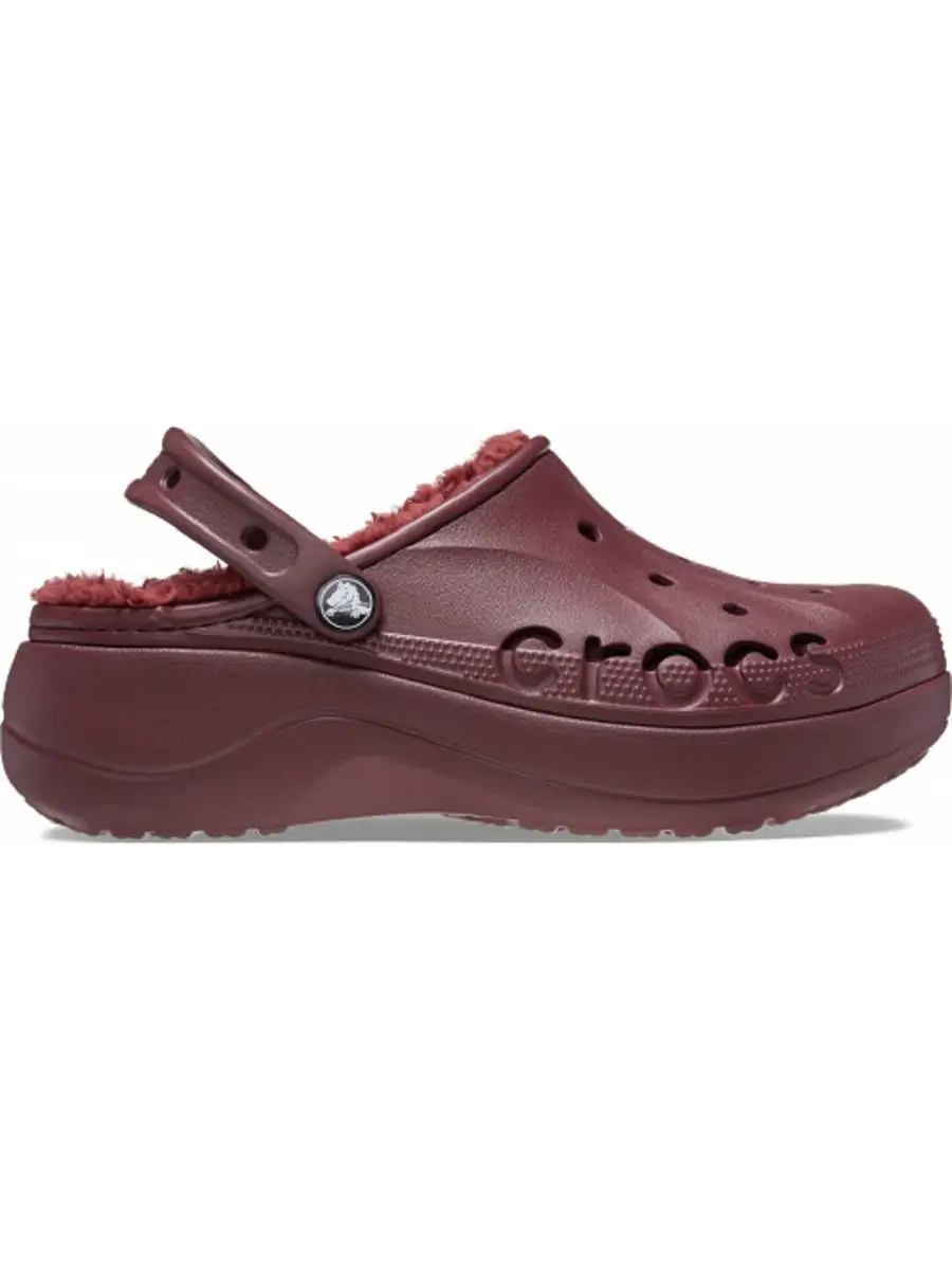 Burgundy crocs with fur hotsell