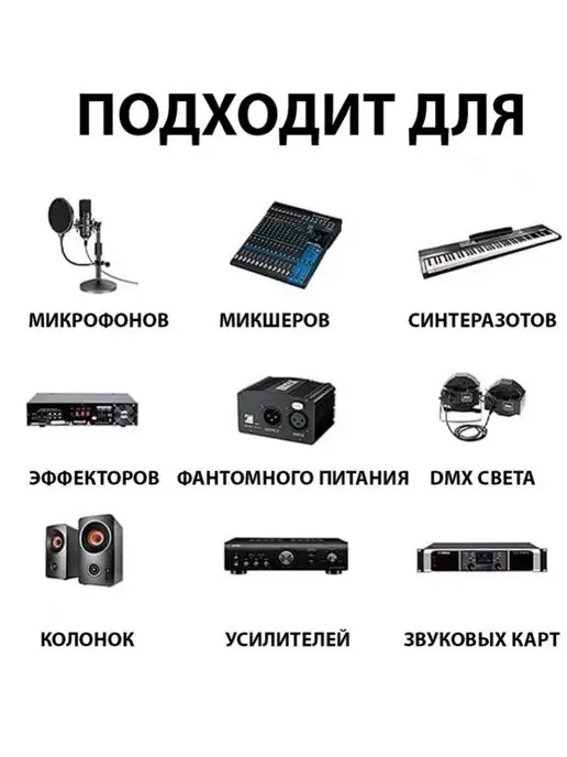 Кабель XLR для микрофонов, микшеров, колонок Кабель для микрофона XLR микрофонный провод 5 метров, 5 м, фото 2