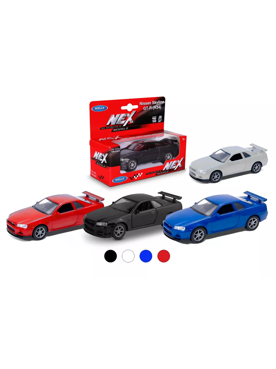 Машинка NISSAN SKYLINE GT-R R34  1:38  цвет в ассортименте WELLY  169218492 купить в интернет-магазине Wildberries