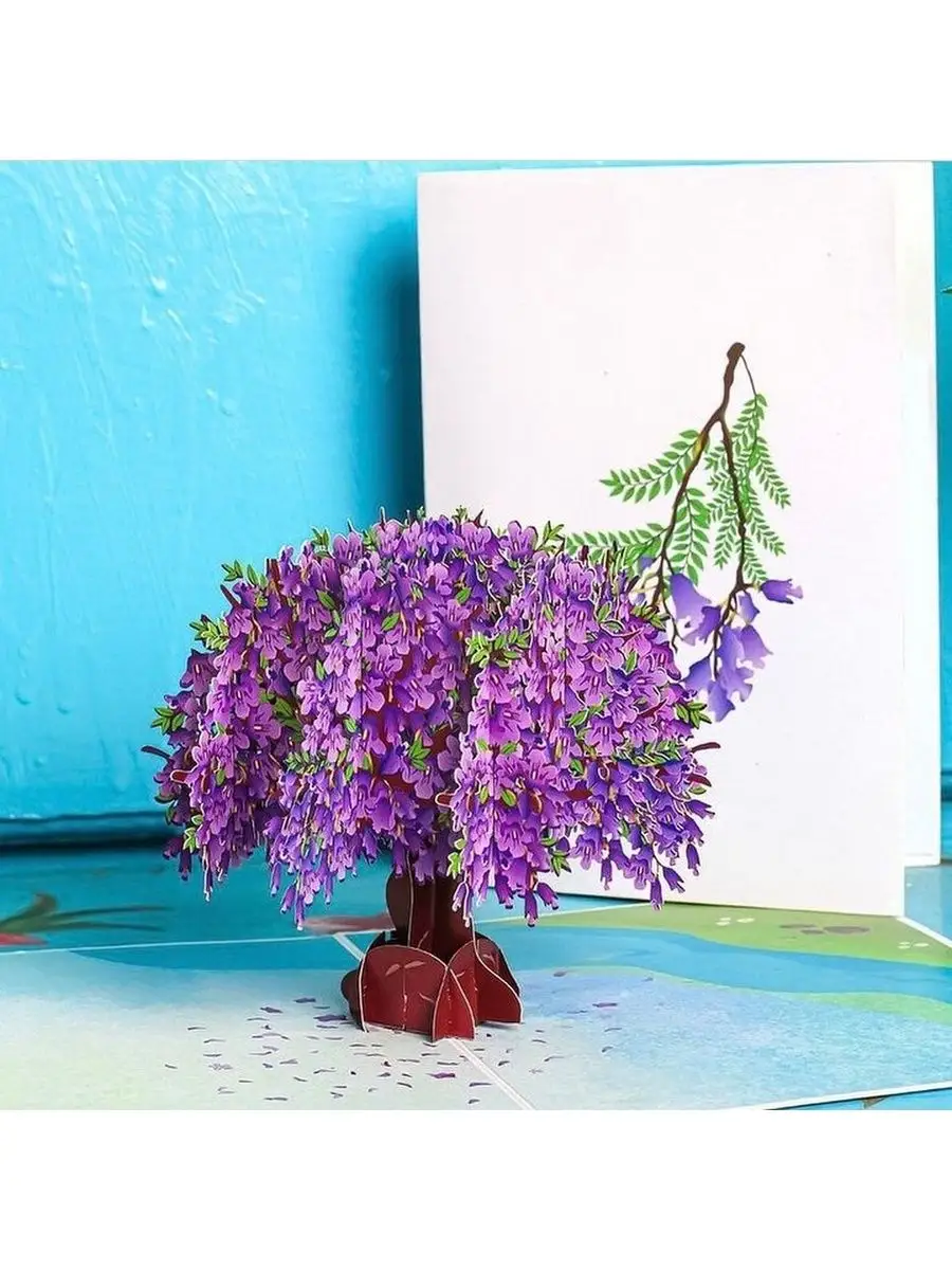 3D POP-UP открытка - Цветущее дерево